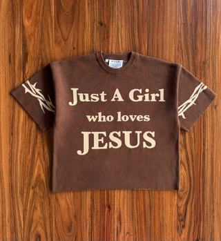 "Just A Girl Who Loves Jesus" Knitted Jersey