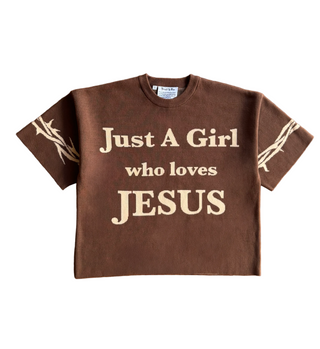 "Just A Girl Who Loves Jesus" Knitted Jersey