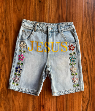 "Holy Denim" Floral Jorts