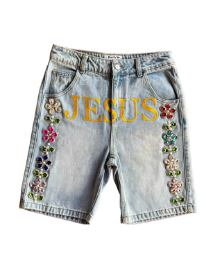 "Holy Denim" Floral Jorts