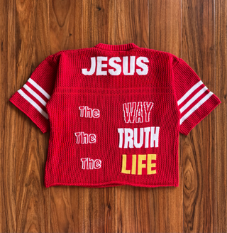 "John 14:6" Red Knitted Mesh Jersey