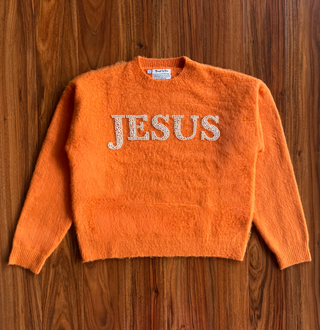 "JESUS" Pearl Mohair Sweater