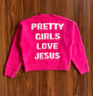 Pink "Pretty Girls Love Jesus" Mohair Sweater