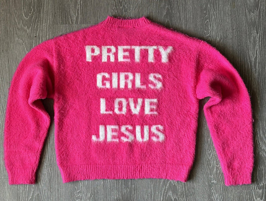 Pink "Pretty Girls Love Jesus" Mohair Sweater