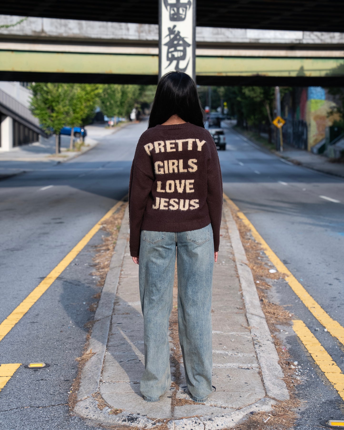 Brown "Pretty Girls Love Jesus" Mohair Sweater