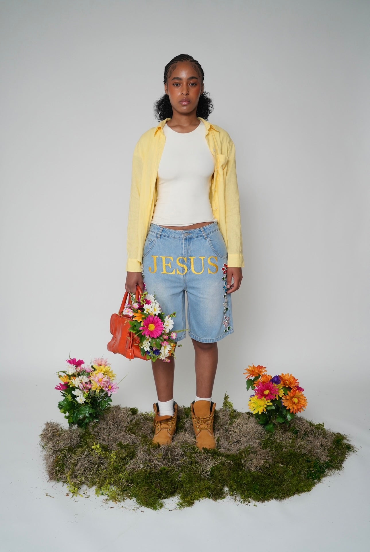 "Holy Denim" Floral Jorts
