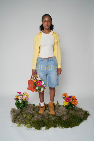 "Holy Denim" Floral Jorts