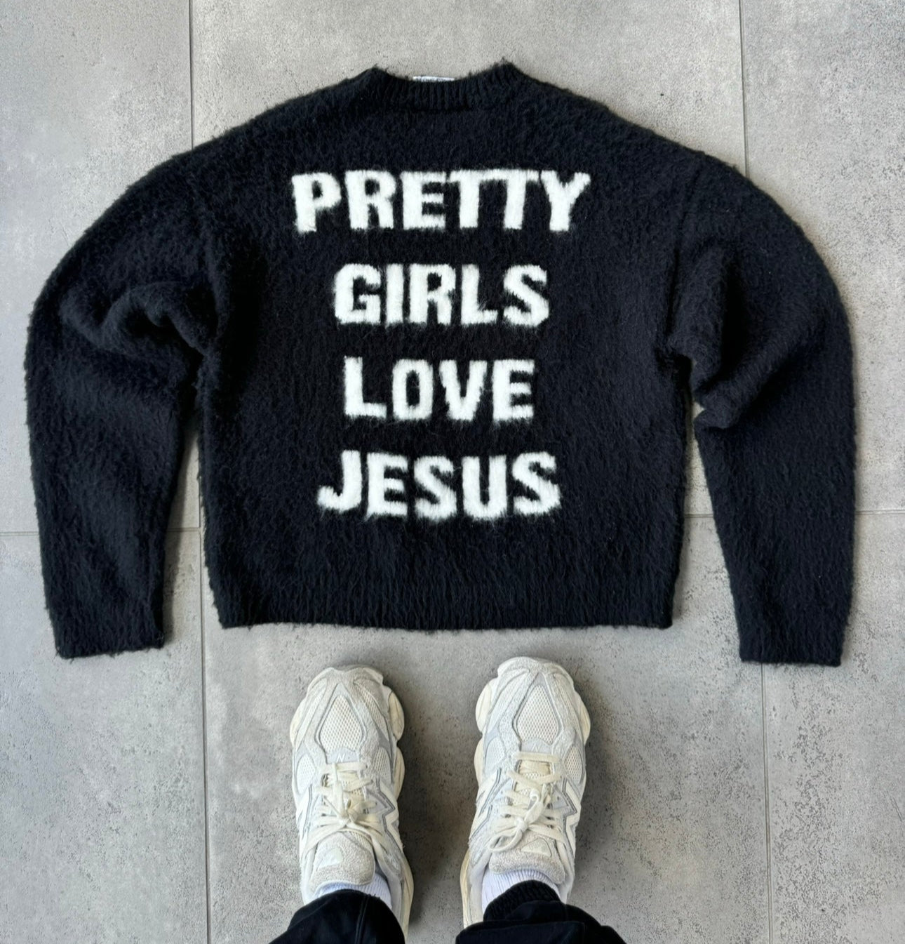 Black "Pretty Girls Love Jesus" Mohair Sweater