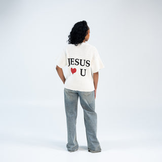 "I ❤️ JESUS" Knitted Cotton Ribbing Jersey