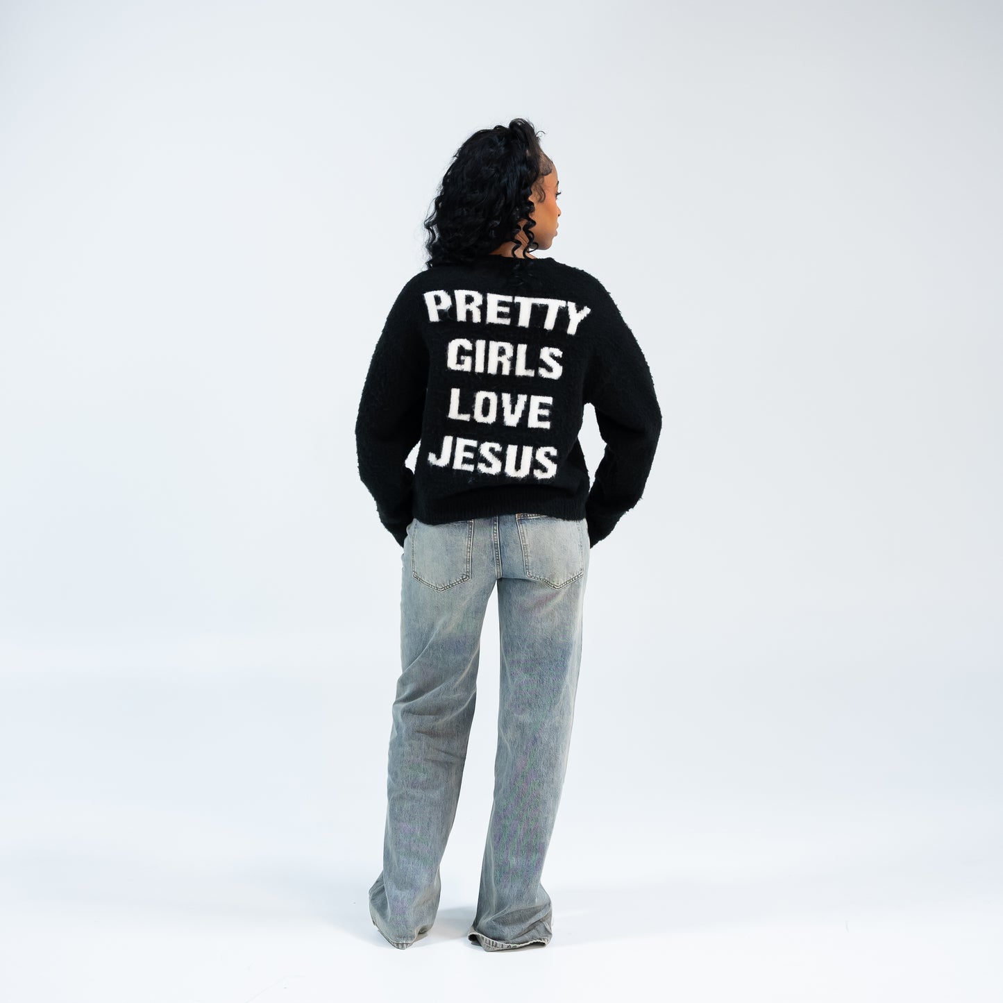 Black "Pretty Girls Love Jesus" Mohair Sweater