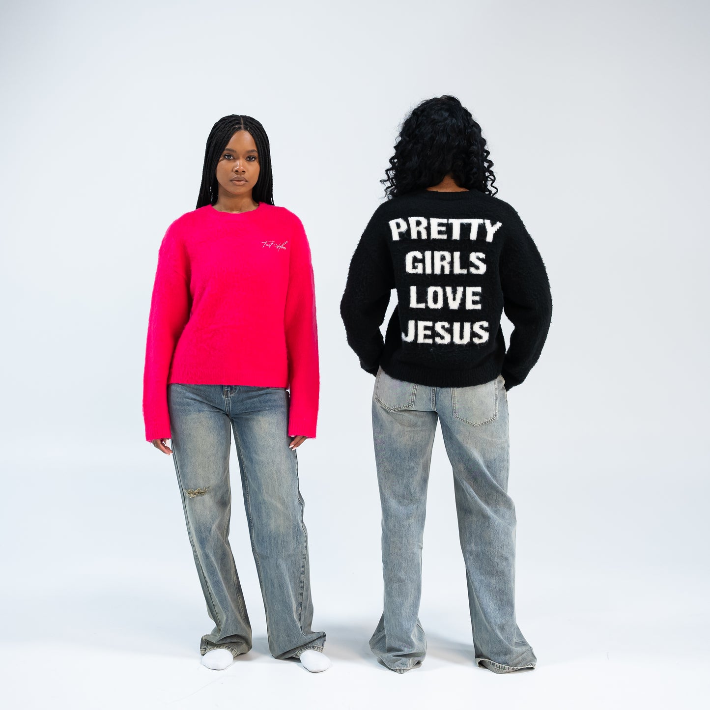 Black "Pretty Girls Love Jesus" Mohair Sweater