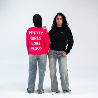 Pink "Pretty Girls Love Jesus" Mohair Sweater