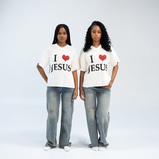"I ❤️ JESUS" Knitted Cotton Ribbing Jersey