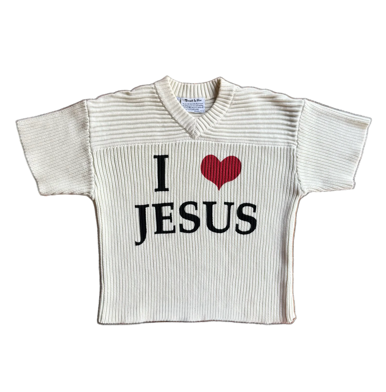 "I ❤️ JESUS" Knitted Cotton Ribbing Jersey