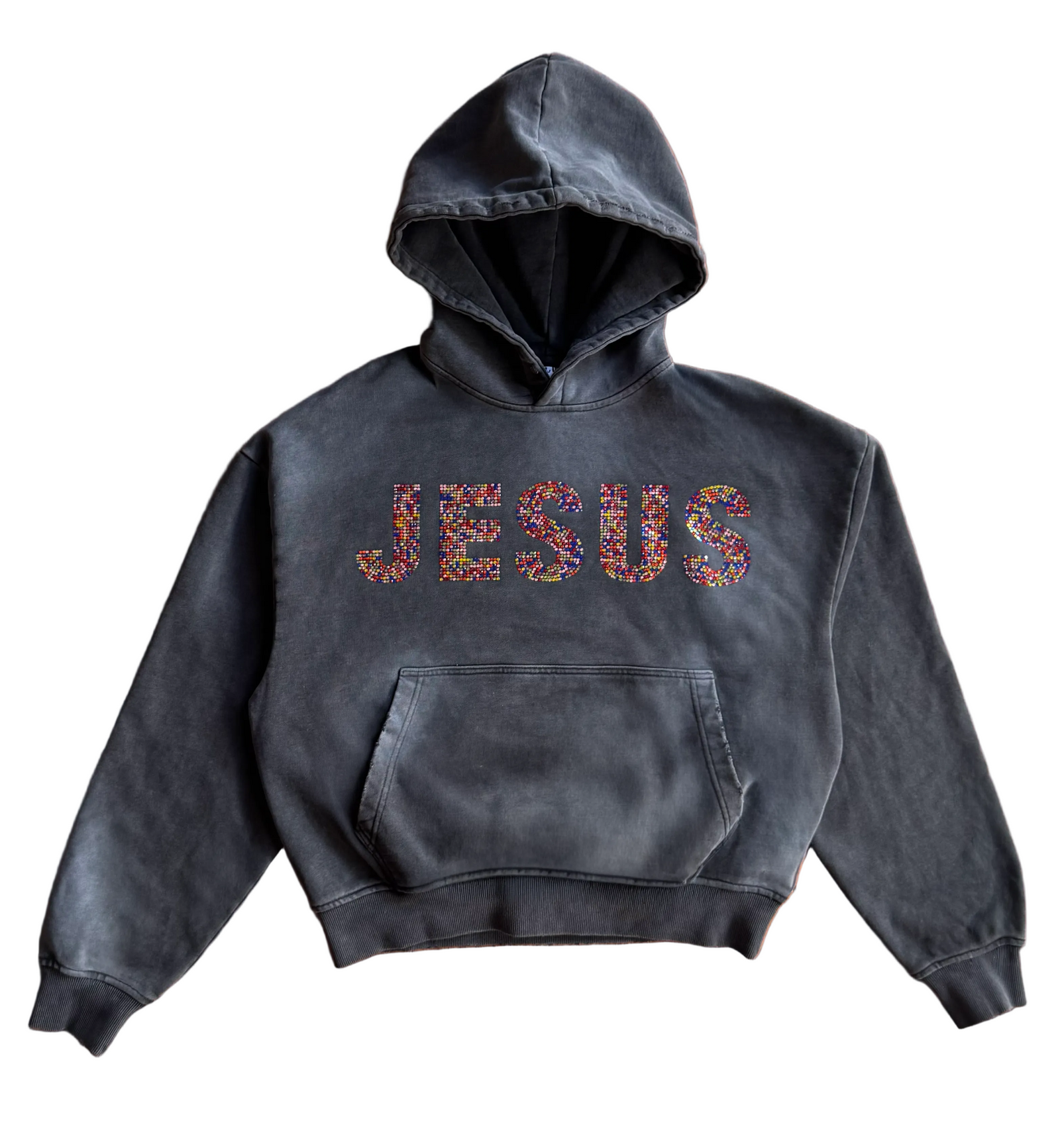 "JESUS" Stained Glass Rhinestone Hoodie
