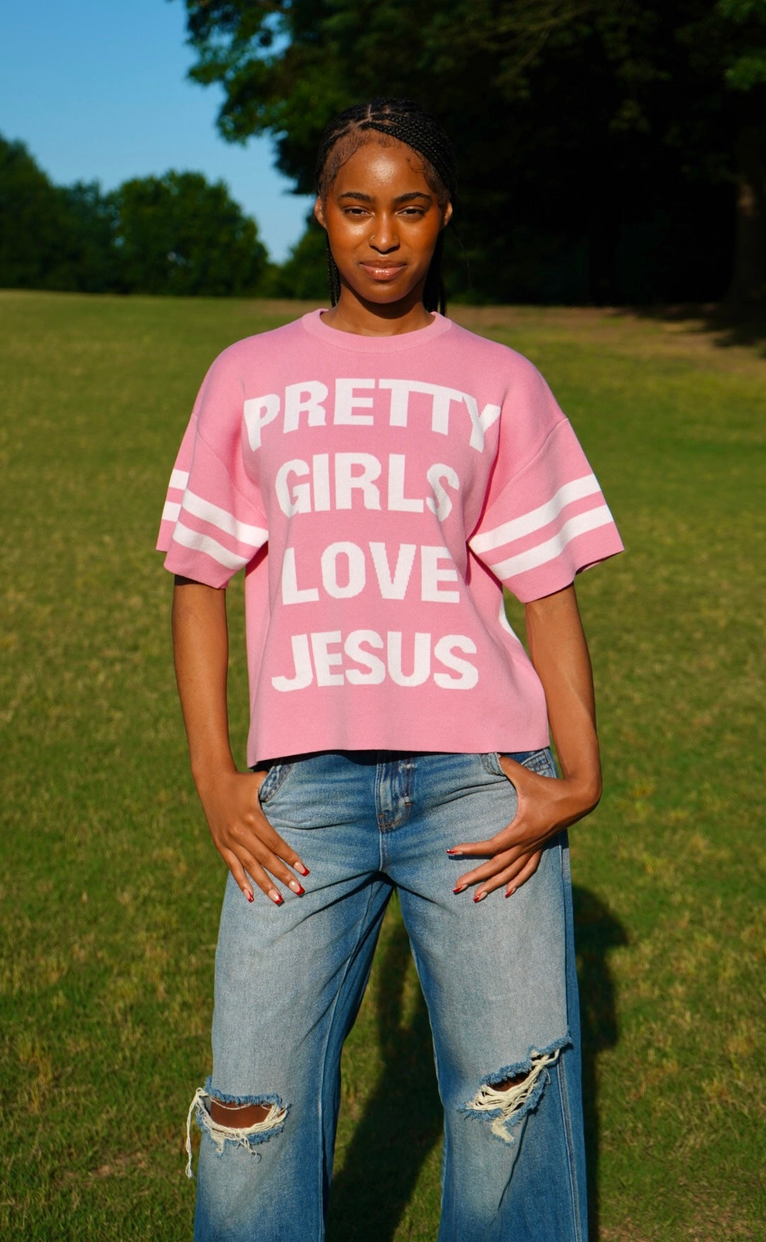 "Pretty Girls Love Jesus" Knitted Jersey