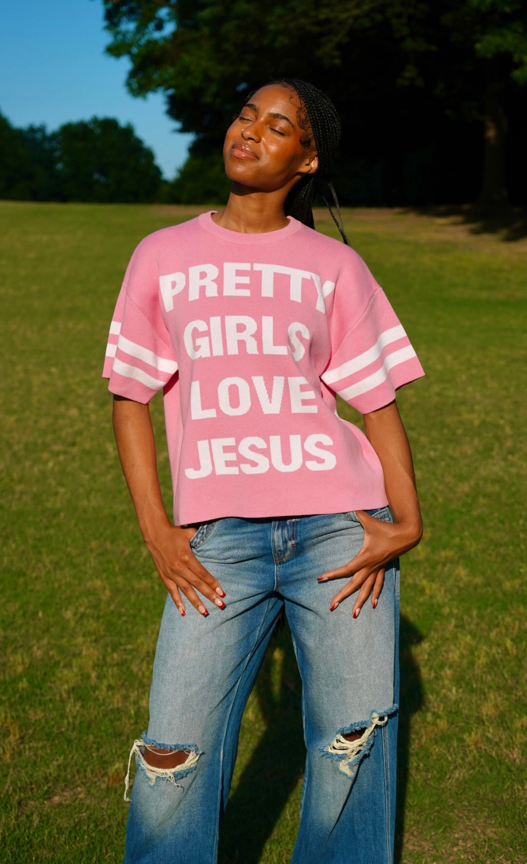 "Pretty Girls Love Jesus" Knitted Jersey