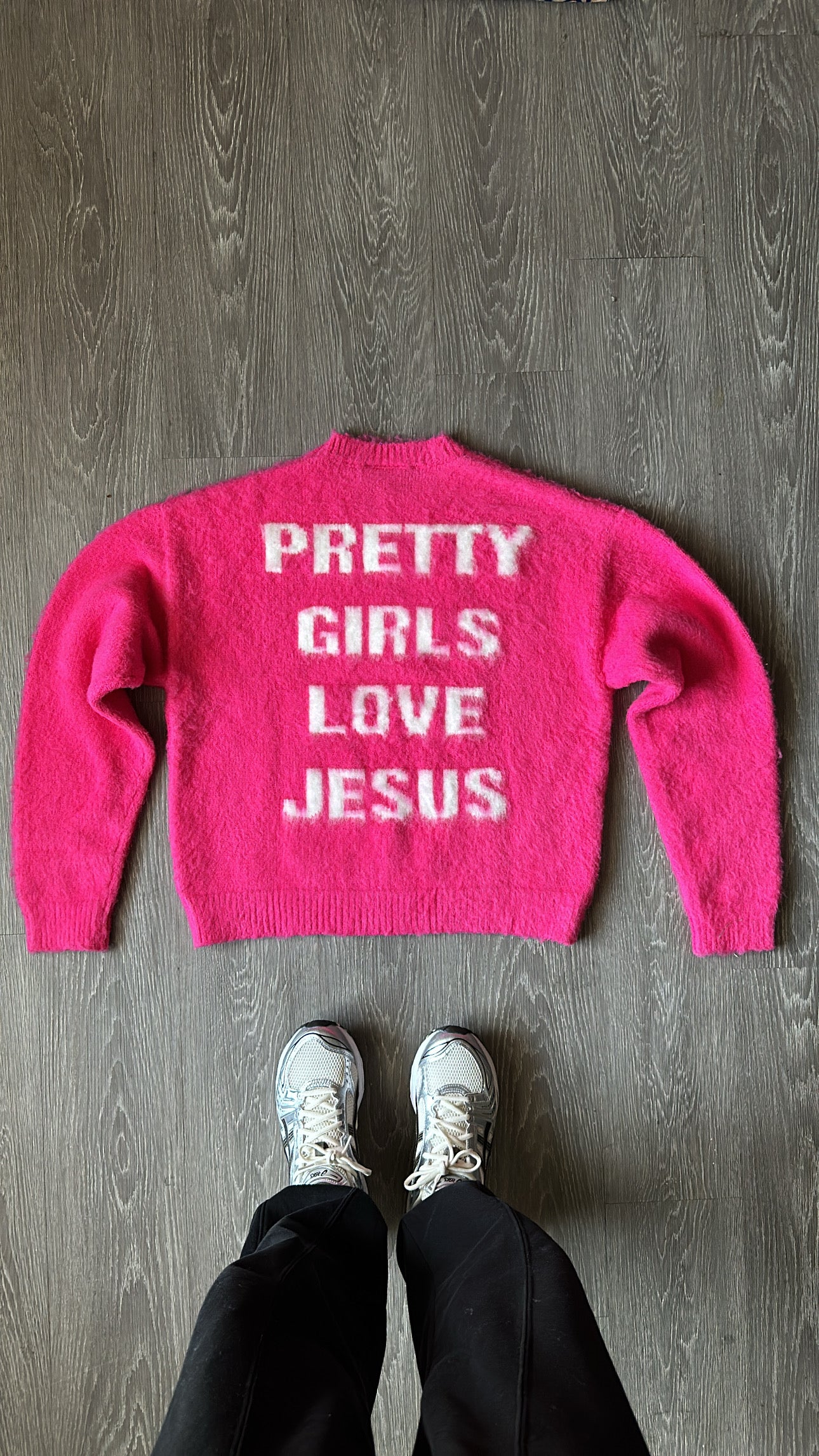 Pink "Pretty Girls Love Jesus" Mohair Sweater