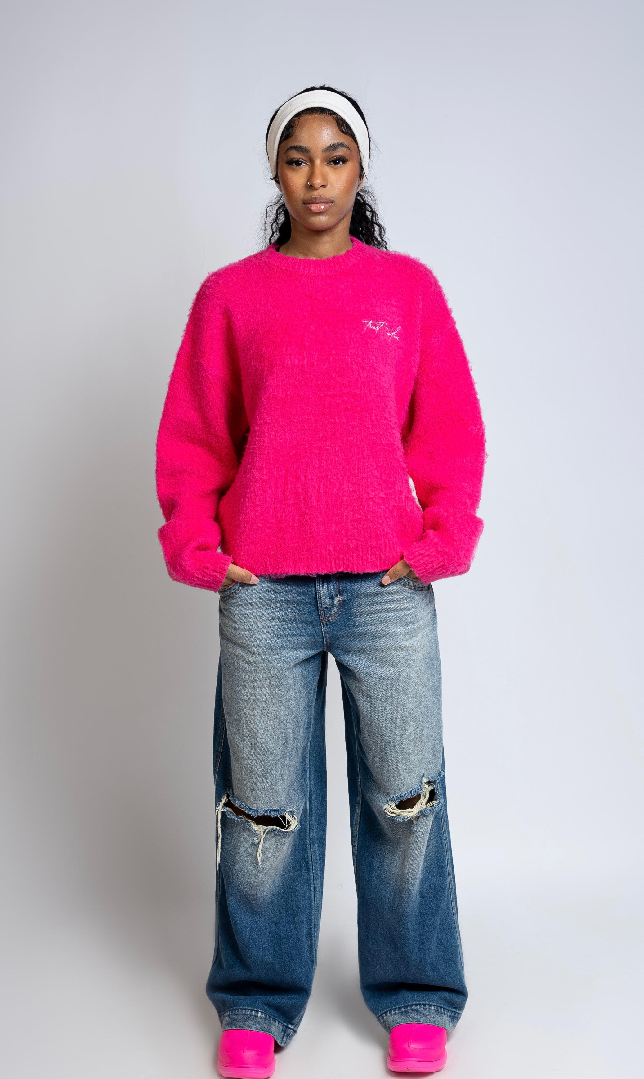 Pink "Pretty Girls Love Jesus" Mohair Sweater