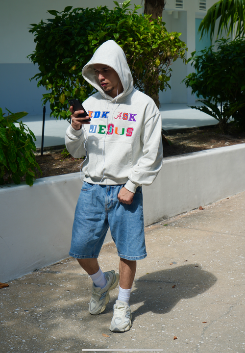 "IDK ASK JESUS" College Hoodie