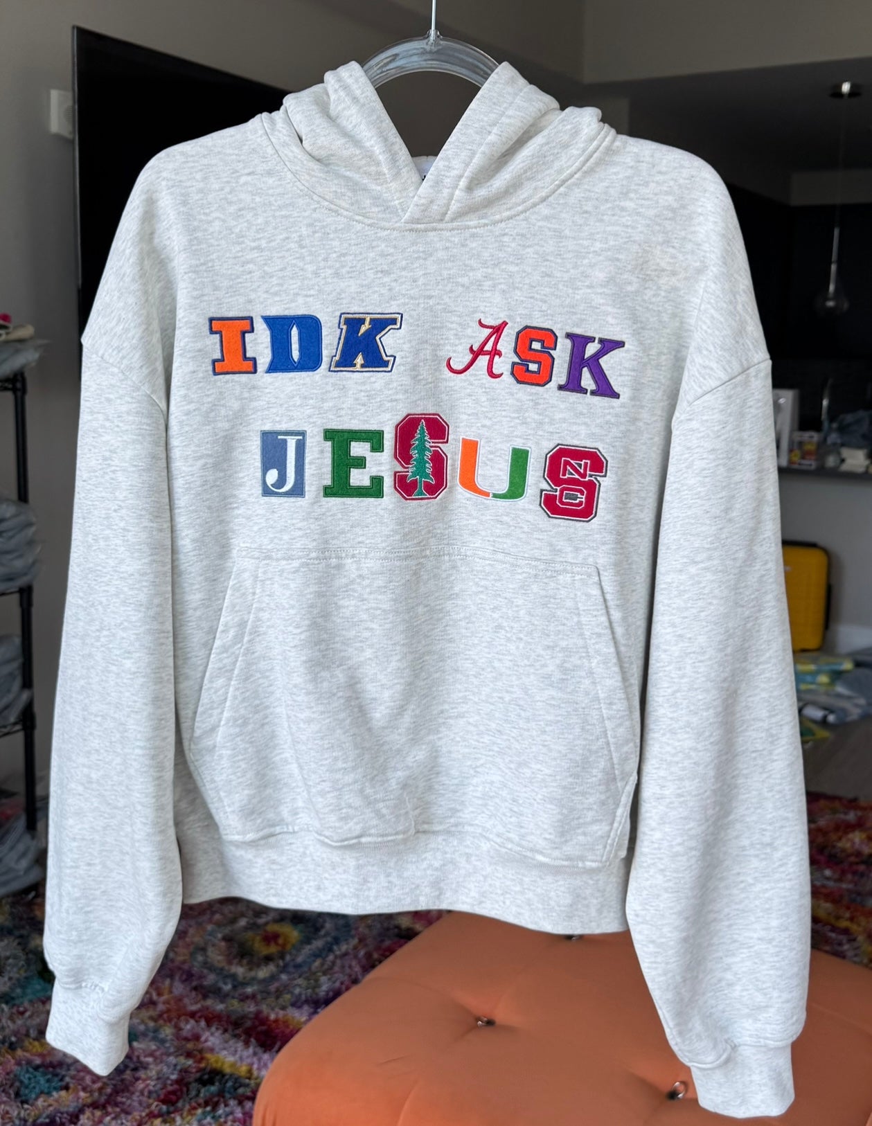 "IDK ASK JESUS" College Hoodie