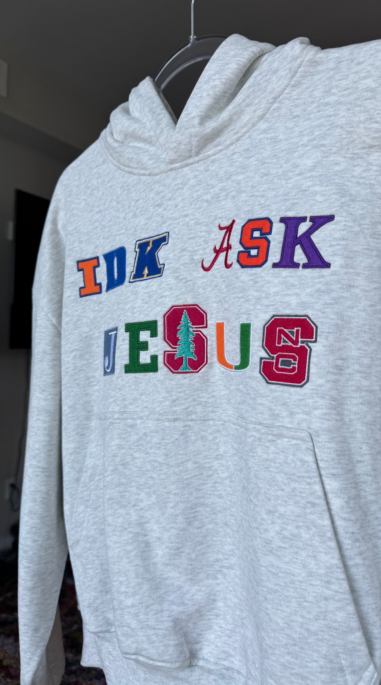 "IDK ASK JESUS" College Hoodie