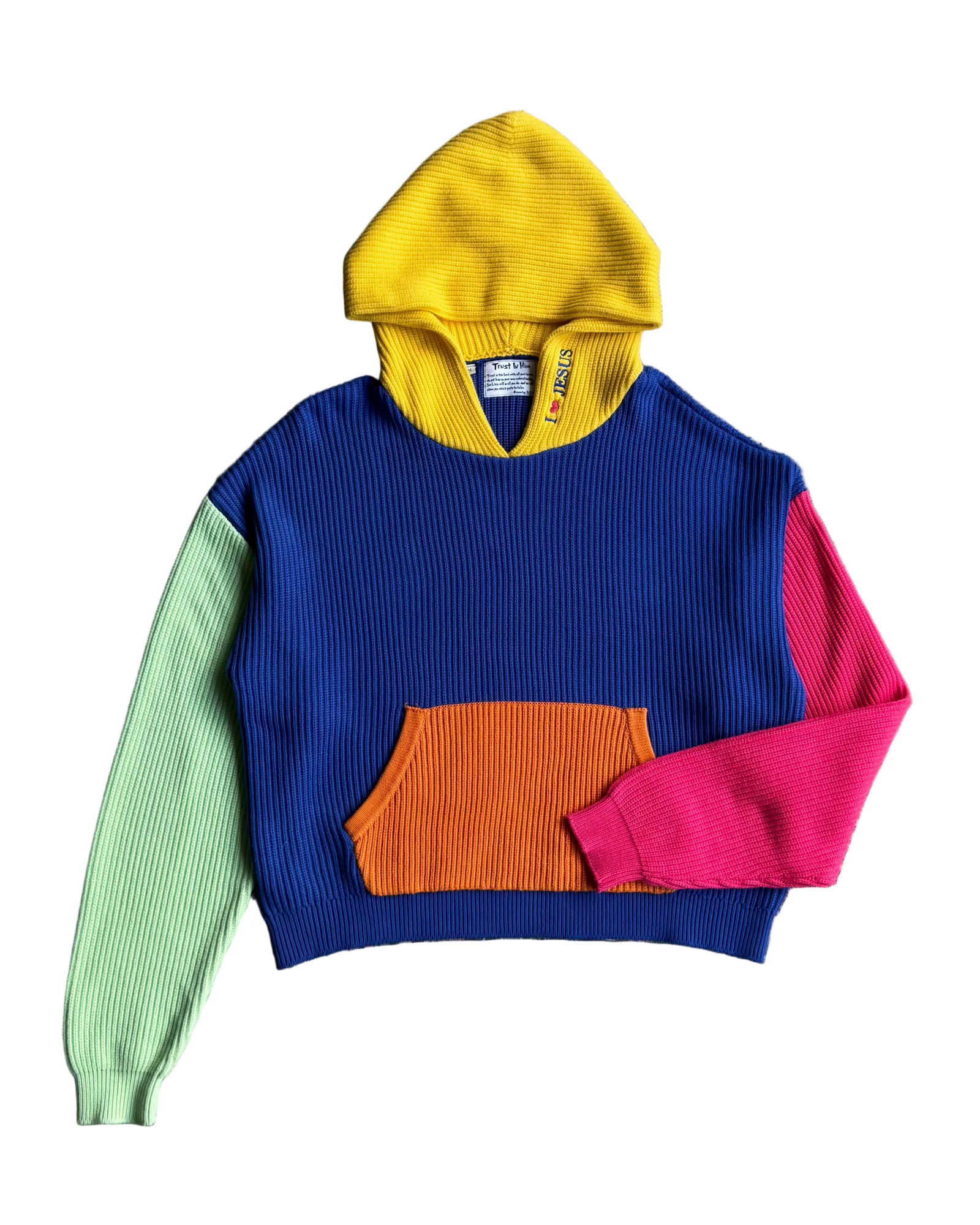 BLOCK COLOR KNITTED HOODIE
