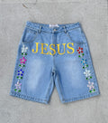 "Holy Denim" Floral Jorts