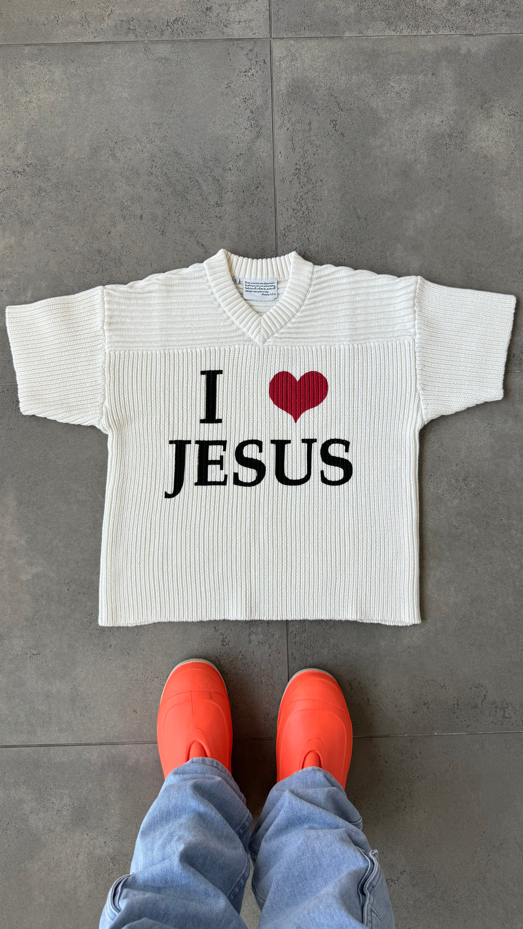 "I ❤️ JESUS" Knitted Cotton Ribbing Jersey