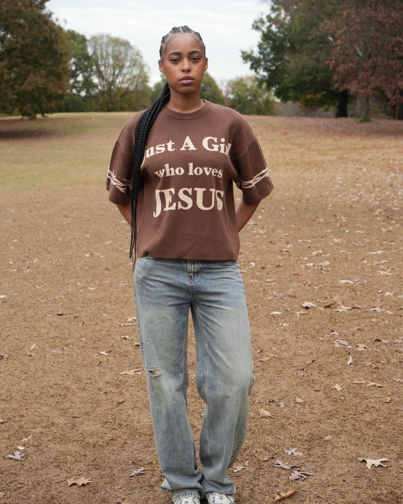 "Just A Girl Who Loves Jesus" Knitted Jersey