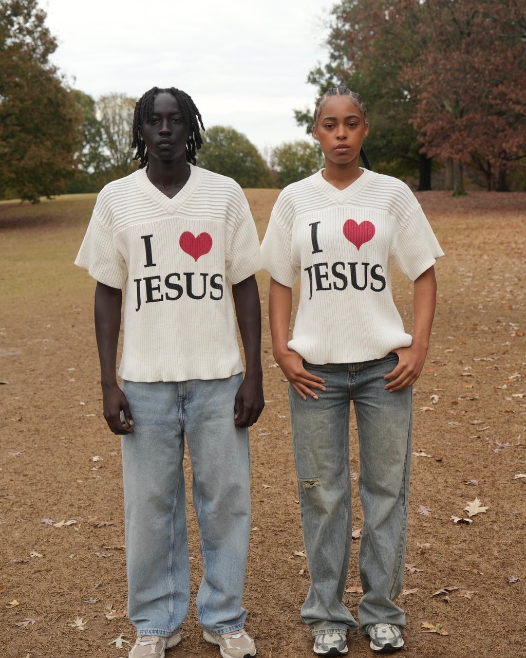 "I ❤️ JESUS" Knitted Cotton Ribbing Jersey