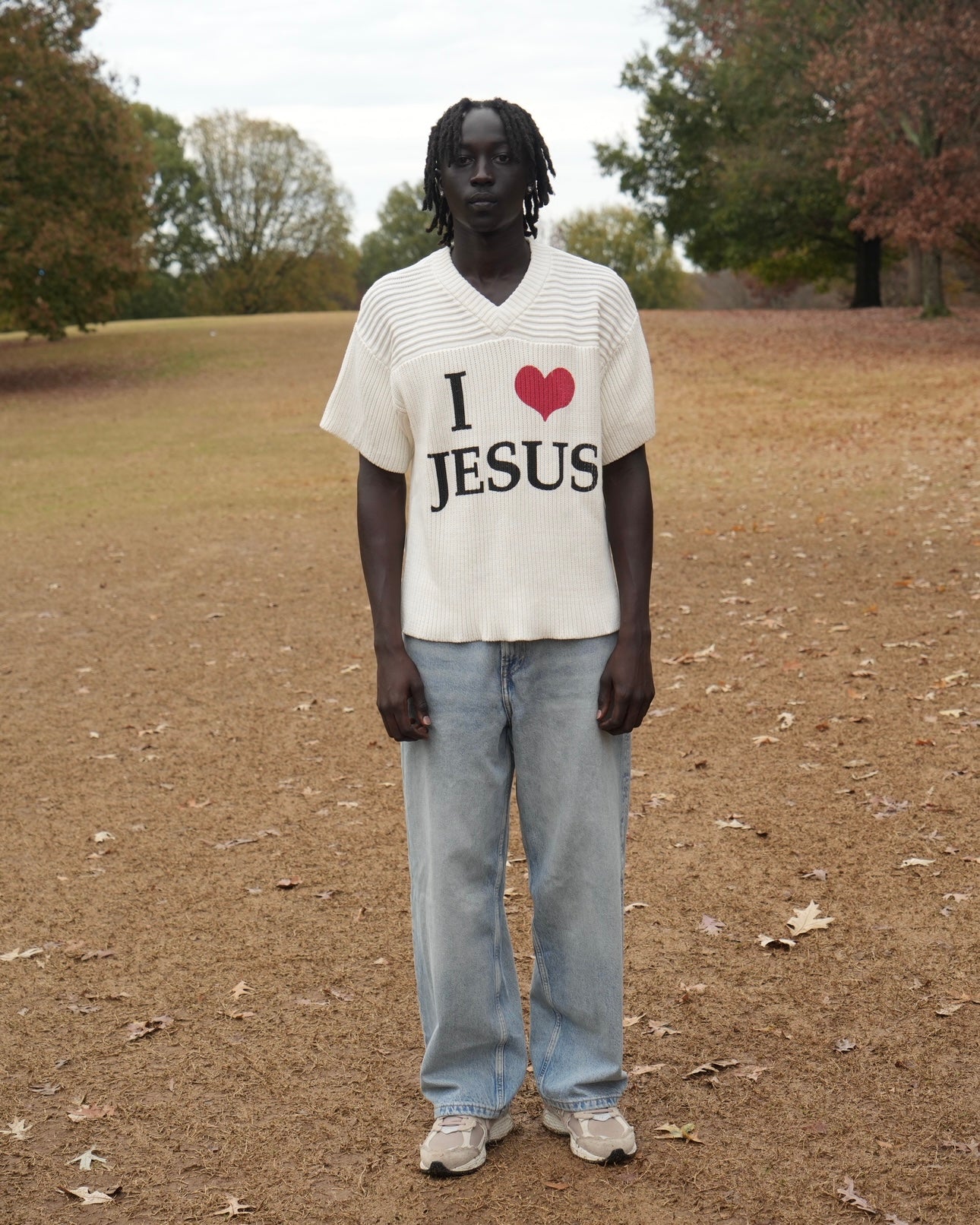 "I ❤️ JESUS" Knitted Cotton Ribbing Jersey