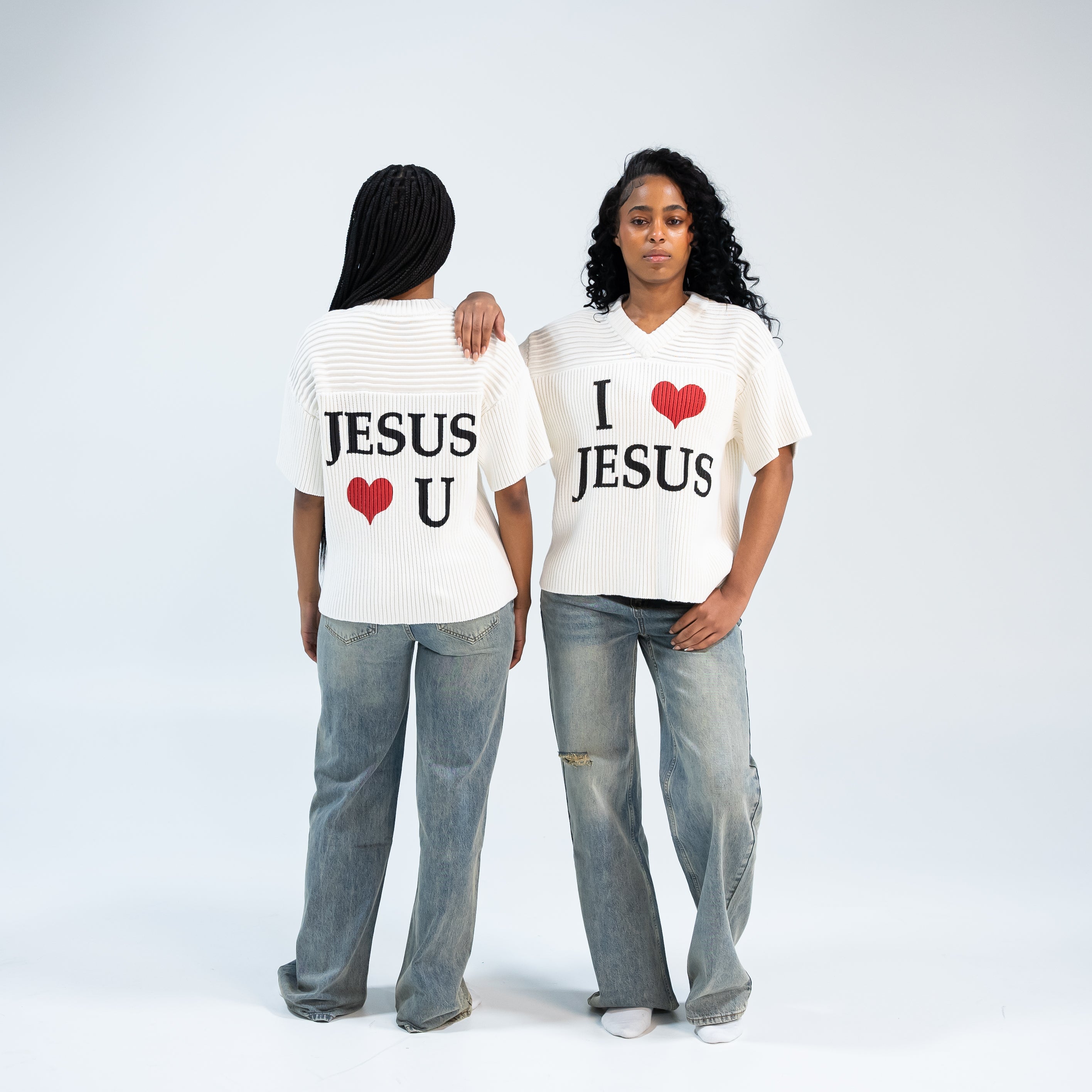 "I ❤️ JESUS" Knitted Cotton Ribbing Jersey