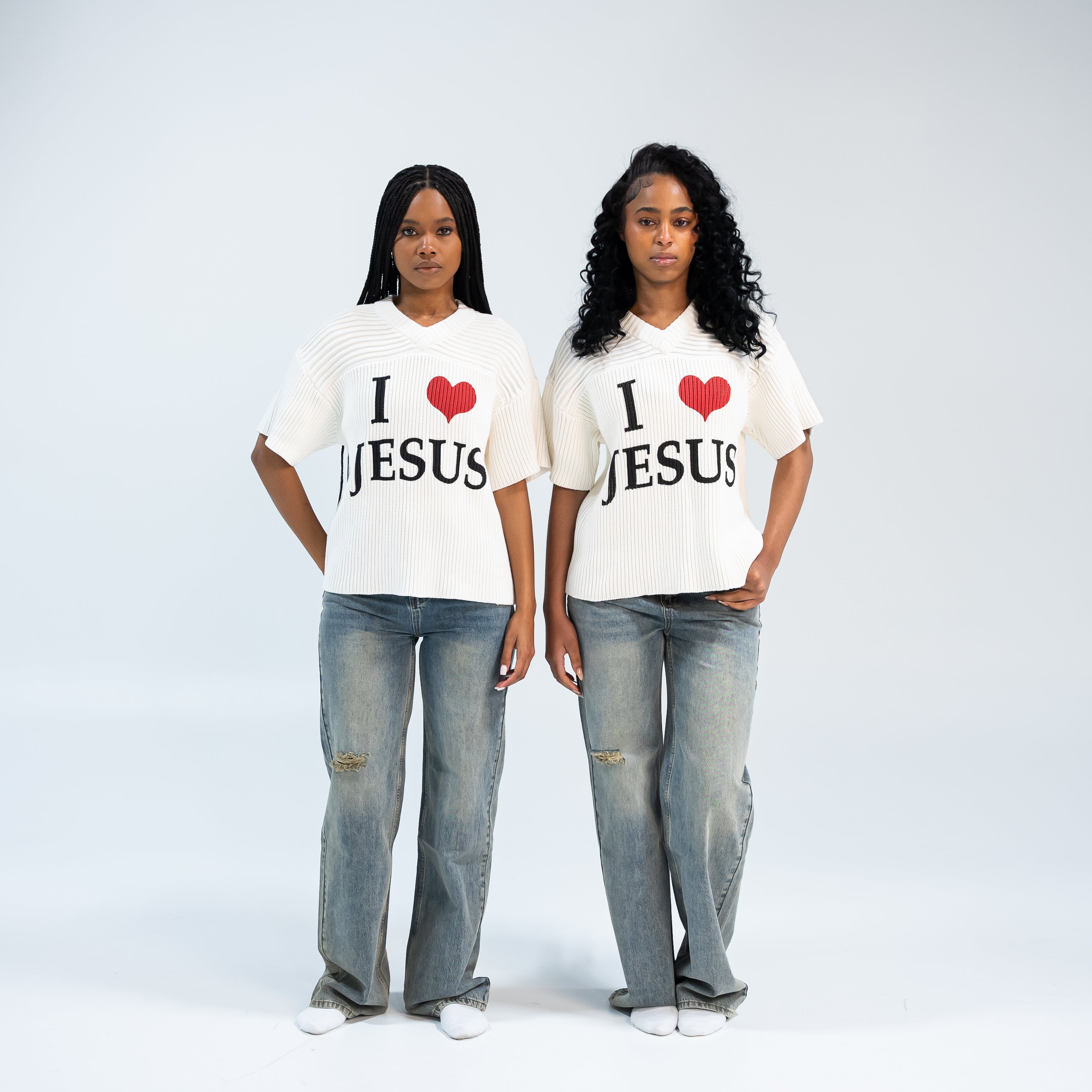 "I ❤️ JESUS" Knitted Cotton Ribbing Jersey