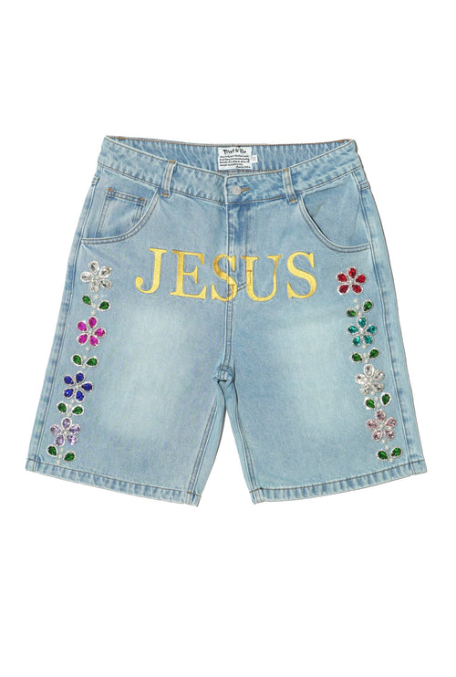 "Holy Denim" Floral Jorts