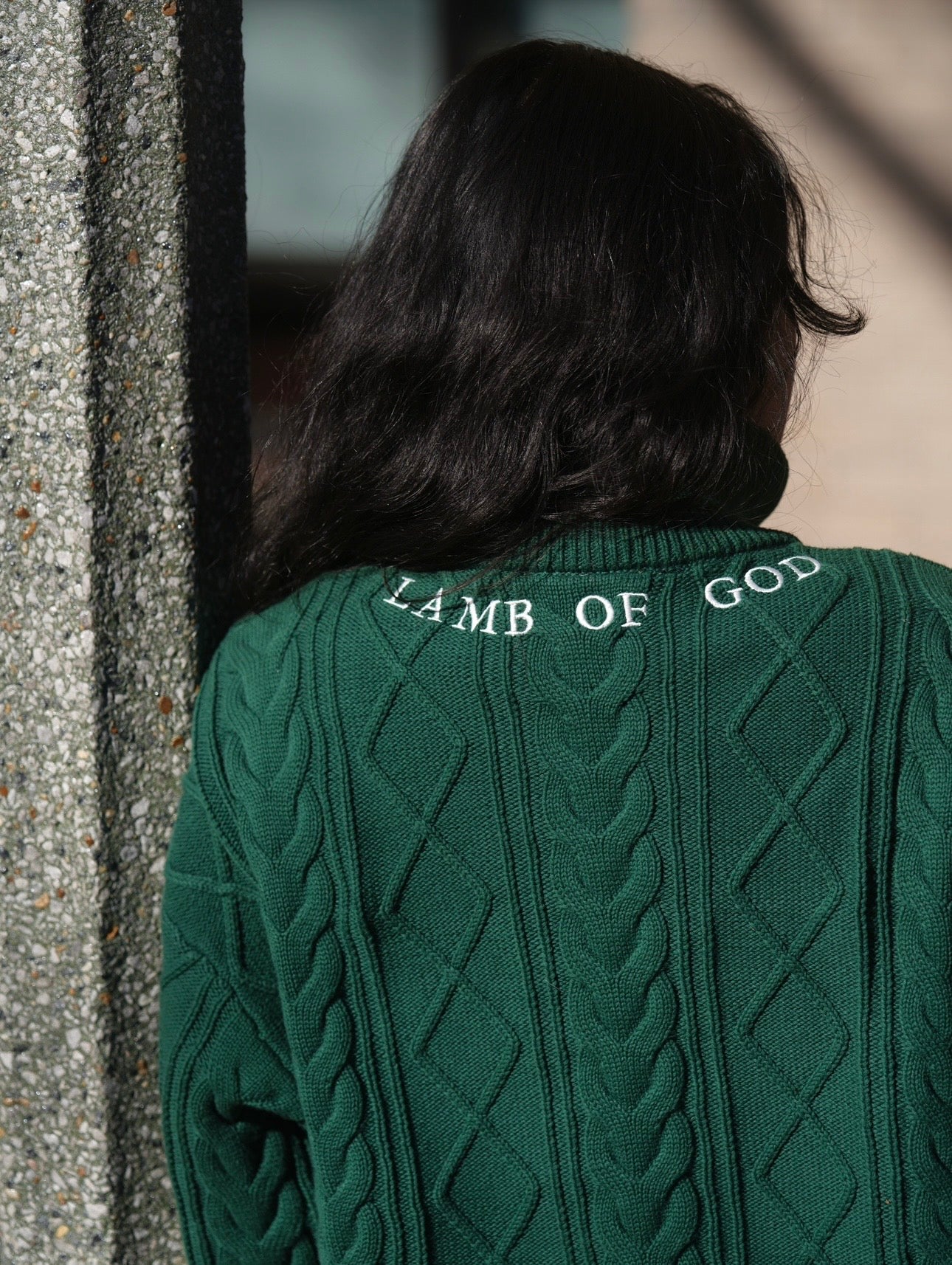 'LAMB OF GOD' Cable Knitted Quarter Zip